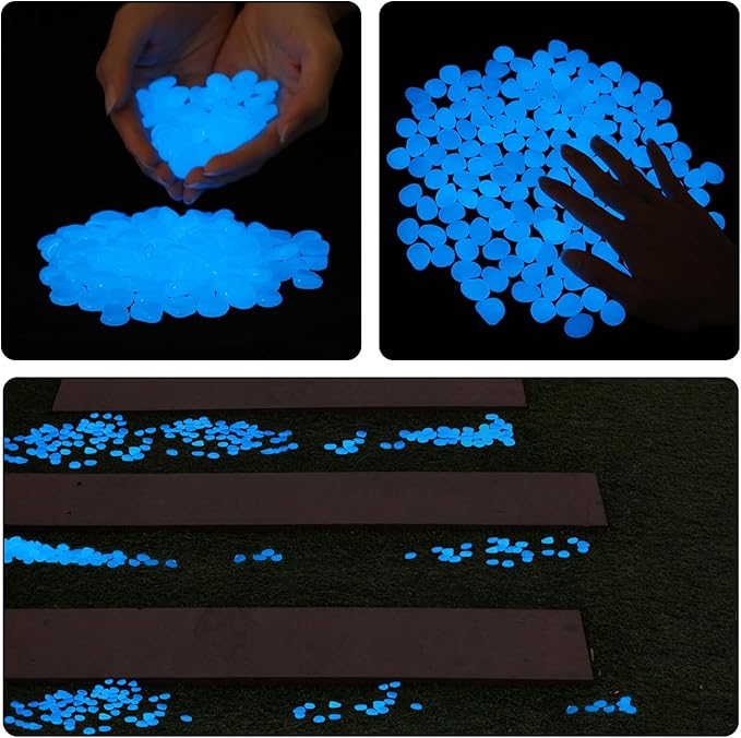 Oubest Fish Tank Rocks Glow in The Dark Pebbles for Garden Aquarium Plant PotsBonsai Walkway Driveway 100pcs Blue