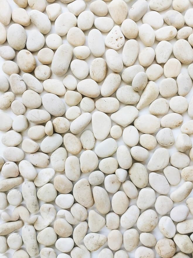 Cream White Cobble Stones Outdoor Rug for Patio Deck Balcony Backyard Porch Garden Pool Camping Non Slip Waterproof Thin Carpet Comfort Easy Clean Washable Reversible Art Deco Low Pile Mats 6x9
