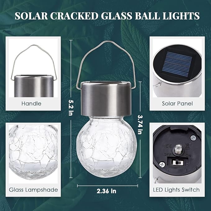 SOLPEX 12 Pack Hanging Solar Lights Outdoor,Solar Outdoor Lights Decorative, Solar Powered Waterproof Light, Hanging Globe Light for Garden, Yard, Patio, Lawn, Flower Bed(Warm White)