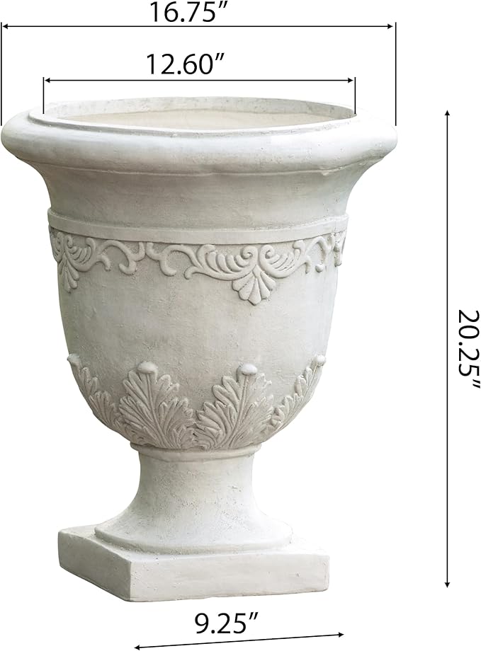 Merax Moroccan Urn Planter, 20-inch Handmade Indoor Outdoor Plant Pot for Garden, Patio, and Living Room, Classic Large Decorative Flower Pot