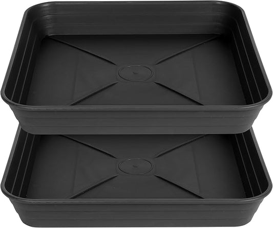 2 Pack Square Plant Saucer Tray 20 inch, Heavy Duty Plastic Plant Saucers for Indoors Outdoor, Flower Plant Drip Trays for Pots, Square Seed Starting Tray, Seedling Growing Trays