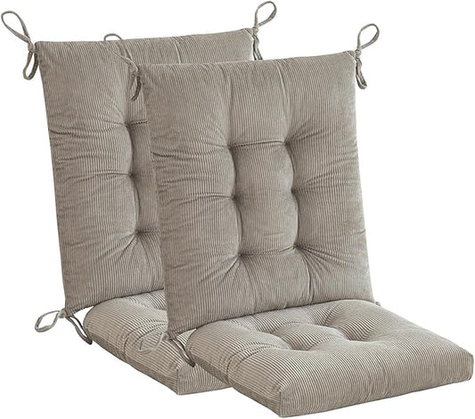 Outdoor Patio Cushion, Rocking Chair Cushion, Tufted Pads, Set of Upper and Lower with Ties Pack of 2 (2 Sets) - Back 20"×17", Seat 17"×17" (Grey)