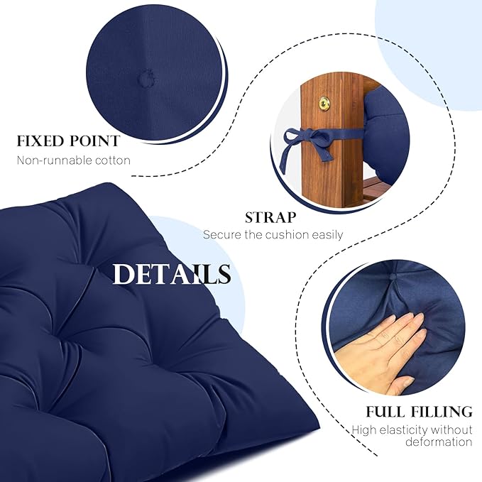 Patio Bench Cushion Outdoor/Indoor Loveseat Pads Waterproof Garden Furniture Chair Pad Non Slip Thicken Swing Cushions for Porch Lawn Indoor Swing Couch Sofa Loveseat,40 * 20" Flower,