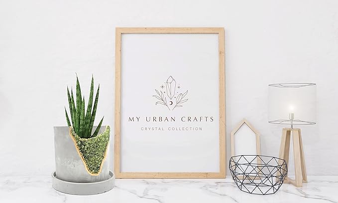 4 Inch Crystal Plant Pot with Saucer - Cement Geode Planter - Concrete Pots for Plants - Modern Succulent Pot Indoor - Unique Air Plant Holder - Candle Holder - Small Plant Home Decor (Green Peridot)