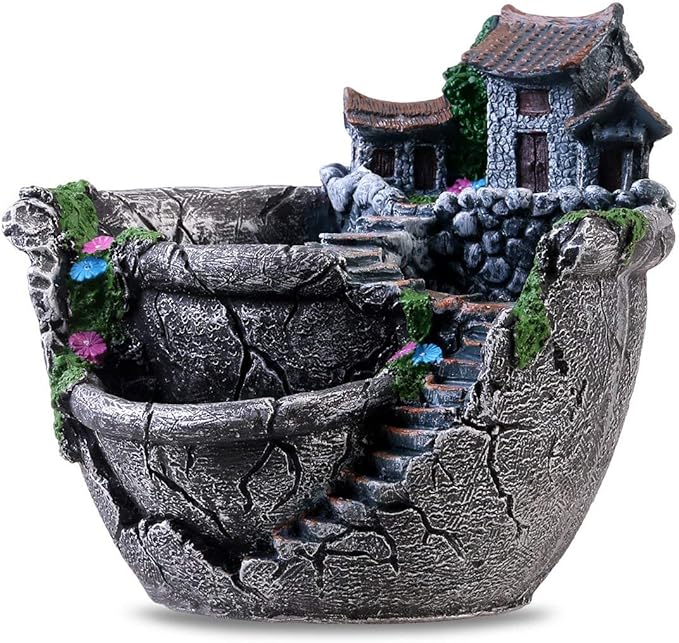 Creative Fairy Garden Flower Pot, Plant Pot, Succulent Plant Flower Pot Rack - Hanging Design Suitable for Home, Office, and Garden Decoration (Silvery)