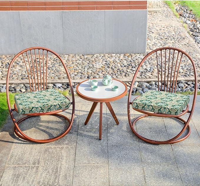 FUNHOME Patio Chair Cushions 18 x 18 x 2.5 Inch,Water-Resistant Outdoor Seat Cushions for Patio Furniture 2 Pack, Sqaure Chair Pads for Wicker Chair Seat, Green Medal