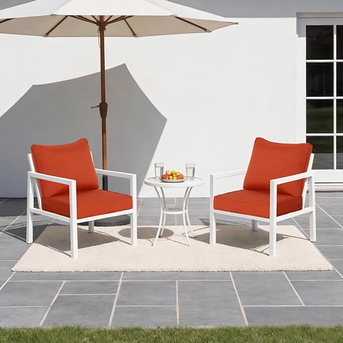 24x27.5 Inch Outdoor Deep Seat Cushions Set of 2,Thick High-Density Foam, Water-Resistant, Piped Edges & YKK Hidden Zipper for Patio Furniture,Quarry Red