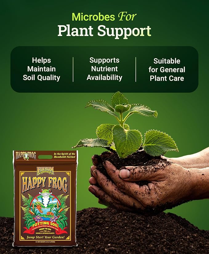 FoxFarm Happy Frog Potting Soil, 12qt – for Indoor/Outdoor Container Plants, Improves Root Efficiency, pH Adjusted for Optimal Nutrient Uptake – Contains Microbes and Humic Acids (Pack of 4)