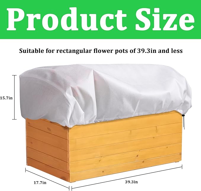 DECOHS 3 Pcs Rectangular Winter Plant Freeze Protection Cover - 39.3" x 17.7" x 15.7" Balcony Planter Box Cover - Frost Bags Wraps Blanket for Flower Boxes