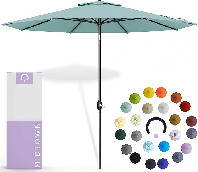 Midtown Umbrellas The Lean Patio Umbrella (Terylast Fabric - Seawater, 10 Foot)
