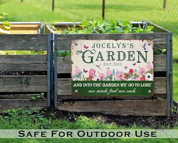 Personalized Metal Signs with Name Made in USA Custom Vintage Garden Sign Waterproof Vintage Decorative Metal Print for Wall Decor Customized Home Garden Ideas Gifts Artwork Prints for Yard Ourdoor