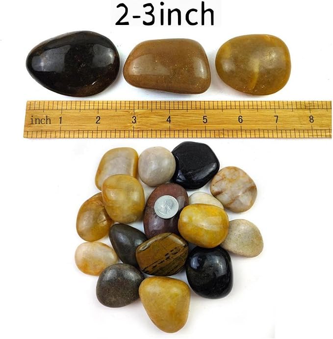 5LB Mixed Color River Rocks - 2-3 inch High Polished Decorative Pebbles, Stones for Landscaping,Natural River Rocks for Outdoor Décor, Plants,Vase Filler,Fish Tank