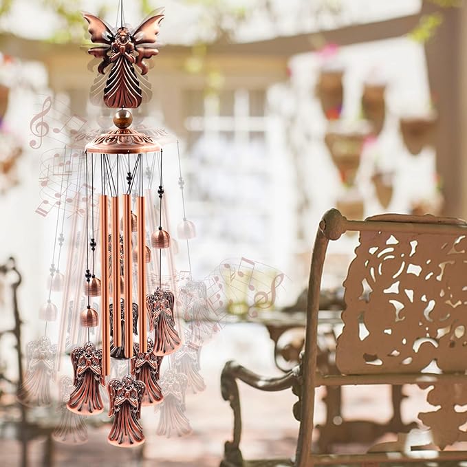 Wind Chimes Outdoor Clearance, Ukulork Angel Aluminum Tube Windchime with S Hook,Patio Garden Decor, Housewarming Gift.