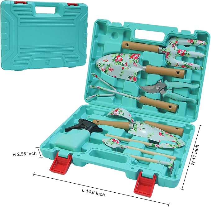 Heavy Duty Garden Hand Tools Set Gardening Hand Tools for Women Gardening Tool Set Gardening Gifts Gardening kit for Women (Light Green)