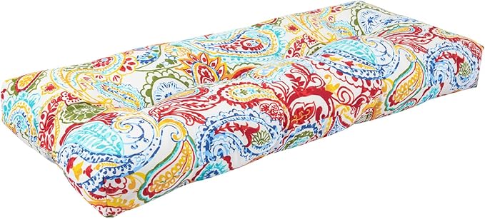 FUNHOME Outdoor Bench Cushion 45 x18 inch with Non-Slip Grips,Water Resistant Porch Swing Cushion,Bench Pillow Pads,Floral Tufted Cushions for Patio Garden Furniture,45" Seat Cushions(Phoenix)