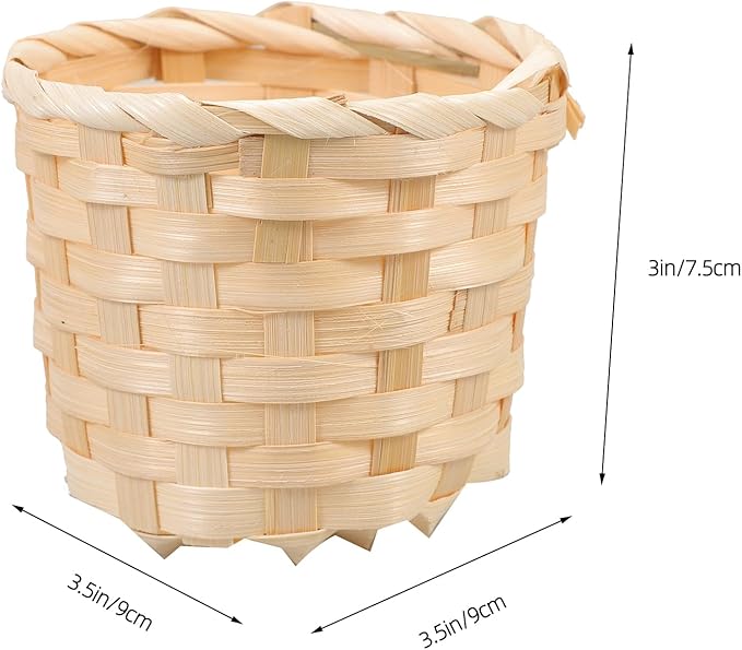 DOITOOL Mini Woven Basket 5PCS Small Woven Basket Without Handles, Miniature Dollhouse Picnic Mini Wicker for Fairy Garden Dollhouse Accessory, 9x9x7.5cm