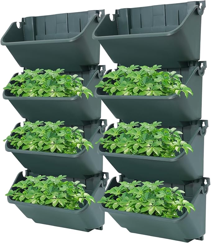 24 Pack Vertical Garden Planter,13 inch Wall Mounted Planter for Patio Indoor Outdoor Decor, Garden Self Watering Pot Balcony Plant Vegetable Fruit Herb Hanging Pocket Holder Flowerpot (Army Green)