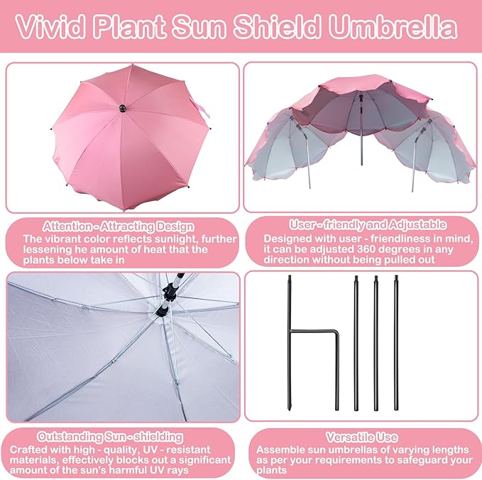 Plant Umbrellas for Outdoor Plants, Adjustable Garden Shade Umbrella Larger Size Plants Shade Cover Umbrella Sun Protection for Potted Plants Garden Beds from Direct Sunlight