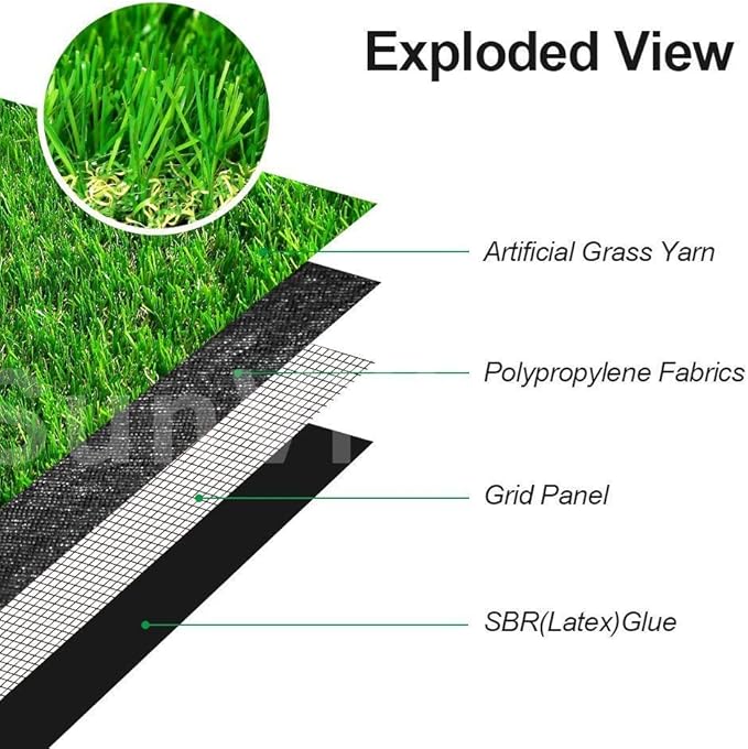 Realistic Artificial Grass Turf Lawn- 2FTX53FT(106 Square FT),1.38inch Height Indoor Outdoor Rug Garden Lawn Landscape Synthetic Grass Mat