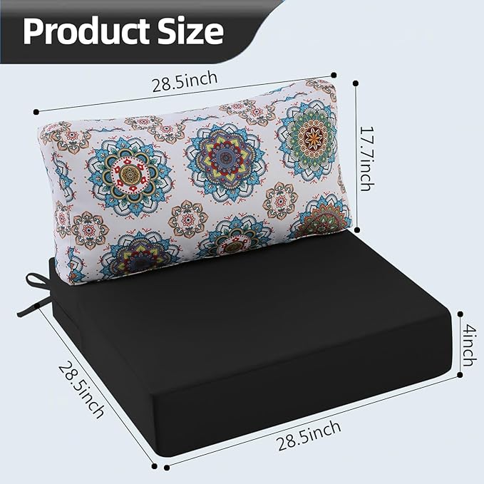 Outdoor Cushions for Patio Furniture, Outdoor Seat and Back Cushion, Waterproof Hampton Bay Deep Seat Replacement Couch Cushions for Lawn Garden, 28.5x28.5 Inch