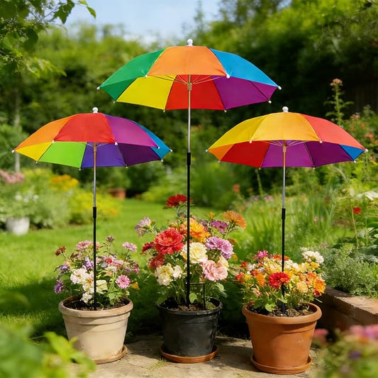 3 Pack Upgraded Plant Umbrellas for Outdoor Plants, 26" Larger Garden Plant Umbrella Shade with Adjustable Angle, 43.4" Higher Sun Shade for Plants, Potted Plant, Garden Beds