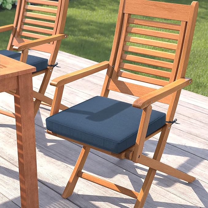 Magpie Fabrics Indoor Outdoor Waterproof Square Chair Cushion, 18" x 18" x 2.5", 2 Pack, Water Resistant Seat Cushions, for Patio Garden Office, Navy