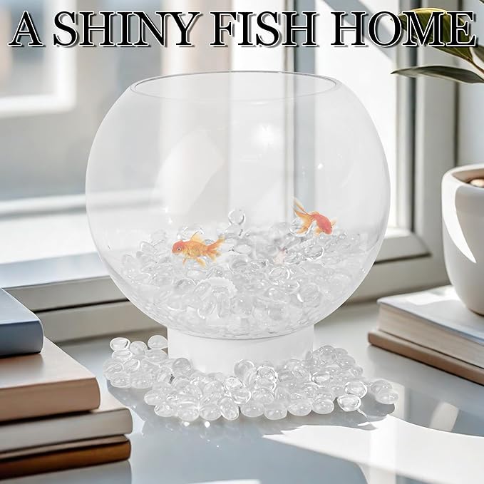 50PCS Mini Glass Gems,Clear Mancala Stones Flat Bottom Marble Beads for Home Decorative Art Craft Vase Filler(0.5"~0.7")