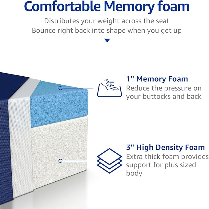YENING 22x22 Memory Foam Outdoor Chair Cushions Waterproof 4 Inch Extra Thick Patio Seat Pads for Furniture Navy Blue Set of 2