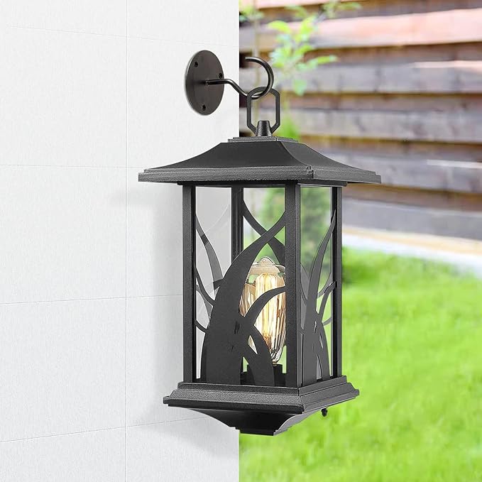 Ceiling Hooks for Hanging Plants, Metal Plant Hooks Wall Mount Hangers for Hanging Plants, Bird Feeders, Wind Chimes, Lanterns, Planters - Outdoor Decoration Hooks (3 Pack) (Black)