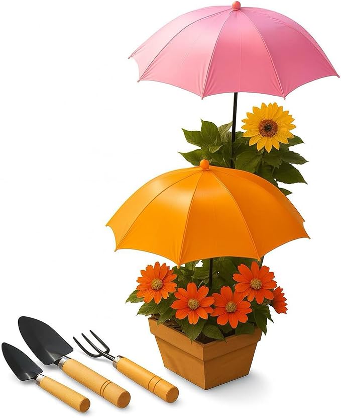 Plant Umbrellas For Outdoor Plants – Adjustable Garden Umbrella For Potted Plants – UV Protection Plant Shades For Outdoor Plants – Easy Installation Sun Shade (with Small Tools)