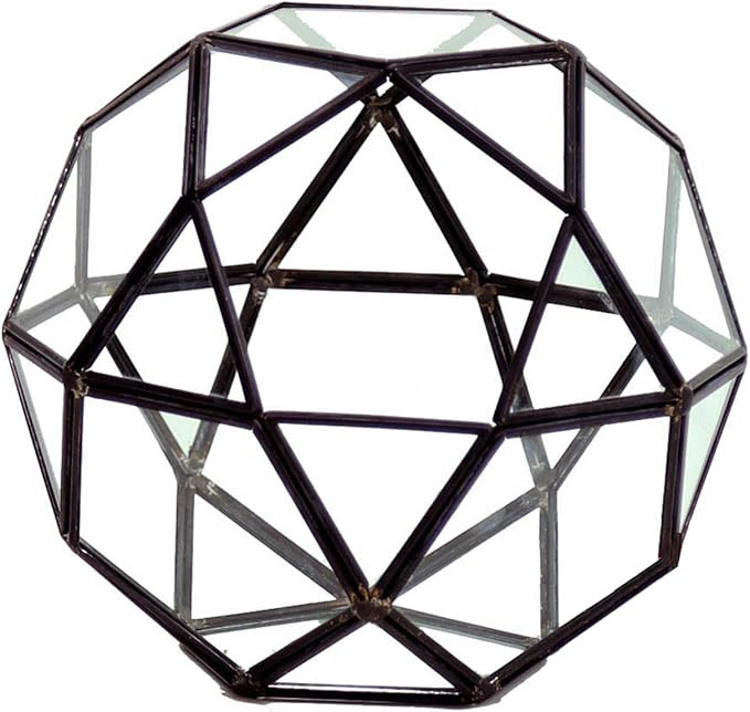 WGV Geometric Planter Terrarium, Width 7" Height 6.7" Clear Glass Black Frame DIY Succulent air Plant Miniature Fairy Garden Windowsill Tabletop Decor, Globe Ball 1 Piece