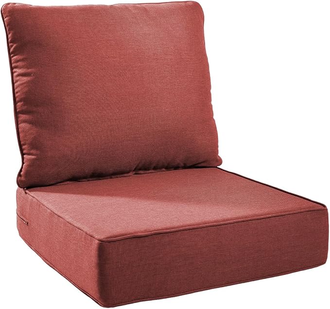 6" Thick Outdoor Chair Cushions - 24"* 24" Patio Furniture Cushions with Water Resistant & Removable Cover, 28D High Density Sponge Patio Cushion for Outdoor Furniture Couch Chair Red