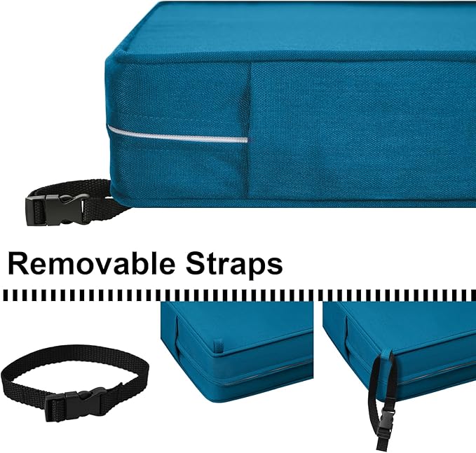 Outdoor Loveseat Cushion Set 44''x24'', Outdoor Cushions for Patio Furniture with Fastness Cover, Water Repellent Outdoor Seat Cushion and Couch Back Cushions for Bench, Swing (Indigo Blue, 2 Sets)