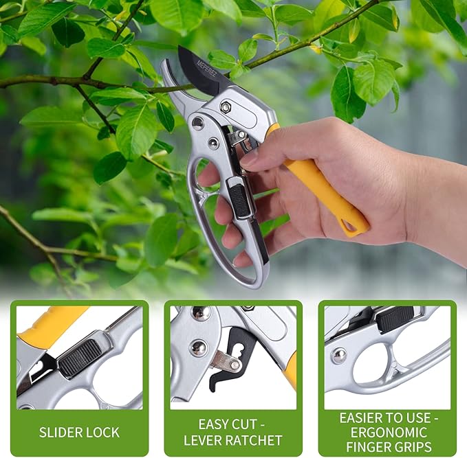 Ultra Sharp Germany Pruning Shears - Cuts 3X Easier, Weak Hand Arthritis Snips, Effortlessly Pruners Heavy Duty, Gardener Lover Garden Tools Scissors, Men & Woman Garden Clippers, Best Gardening Gifts
