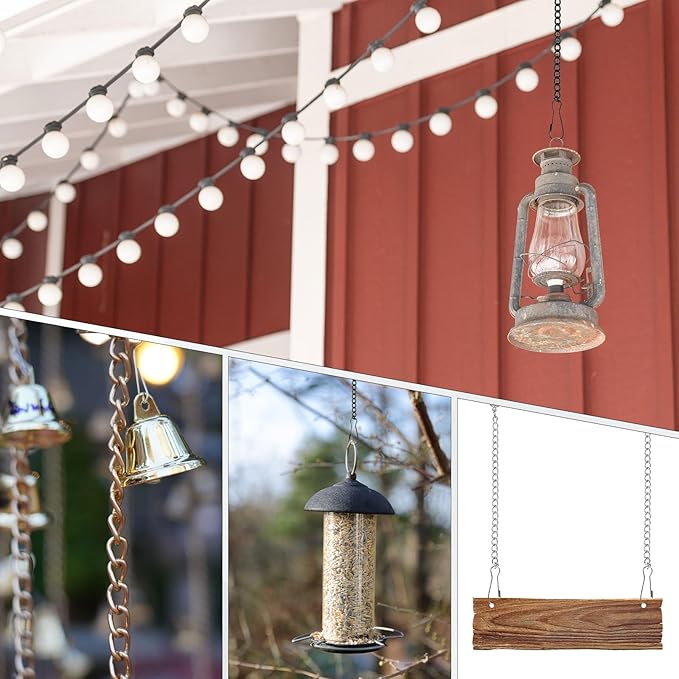 10-Pack Chain for Hanging Plants, 25cm(10 Inch) Adjustable Hanging Chain with Clips for Bird Feeder/Planter/Lantern/Wind Chime, Iron Basket Extender Hanger [Black]