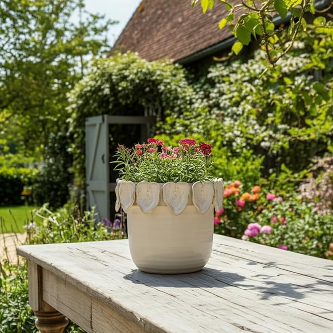 Sagebrook Home Ceramic Unique Decorative Planter for Indoor Greenery