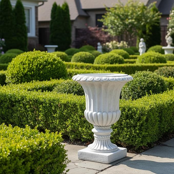 Merax 26.25'' Tall Antique Urn Planter, Classic Garden Urn for Indoor & Outdoor Use, Large Patio & Living Room Decor Planter, White