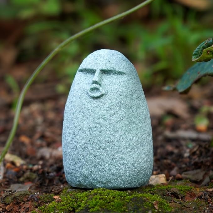 Cute Stone Primitive Man Figurine: Funny Stoneman Statue for Outdoor Decor, Carving Face Garden Home Decoration Fish Tank Ornament - Stone Man A