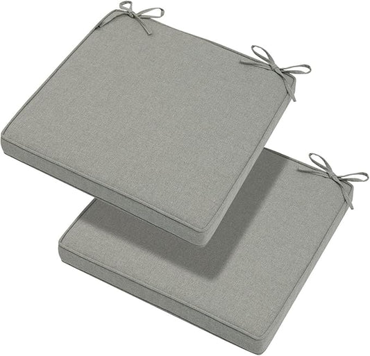 Magpie Fabrics Indoor Outdoor Waterproof Square Chair Cushion, 18" x 18" x 2.5", 2 Pack, Water Resistant Seat Cushions, for Patio Garden Office, Grey