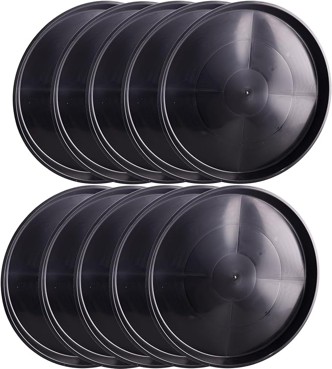 10 Pack Plant Saucer 20 Inches Plant Trays for Pots Plastic Round Drip Trays Flower Pot Saucers Black Planter Water Tray Plant Drainage Tray, Black