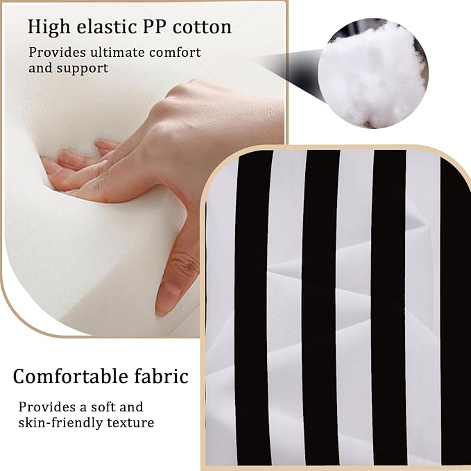14 Pieces Outdoor Sectional Replacement Cushions for Patio Furniture, 4in Thick Outdoor Sofa Cushions for 6 Seat, Waterproof Deep Seat Couch Patio Cushions Set (Black and White)