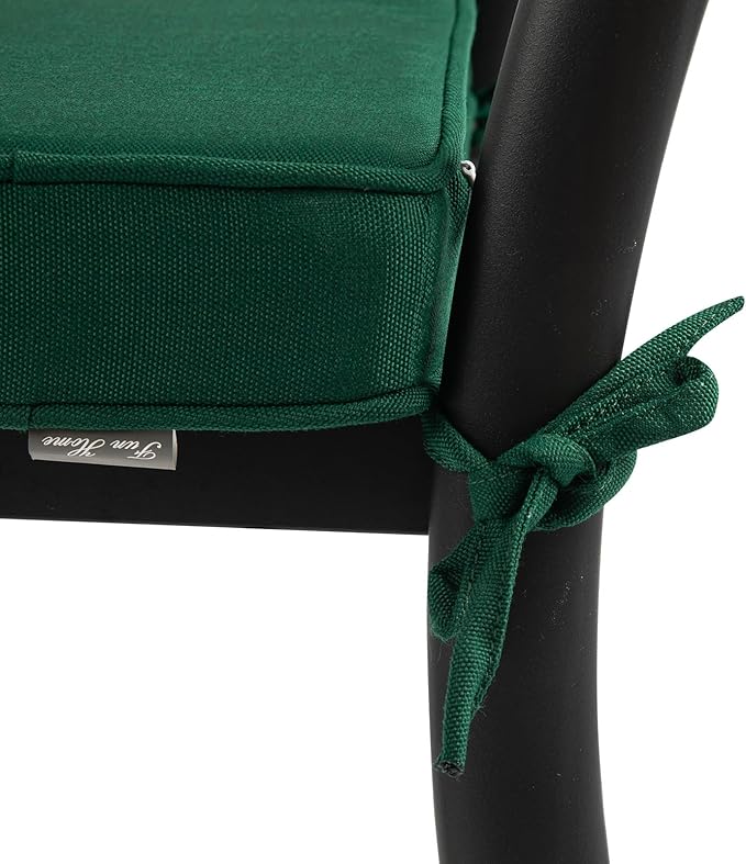FUNHOME Outdoor Chair Cushions 18x18 Inch,Set of 2,Water Resistant Chair Pads with Ties,Square Seat Cushion 18"x18"x2.5",Patio Chair Cushion for Garden,Backyard Furniture(Blackish Green)