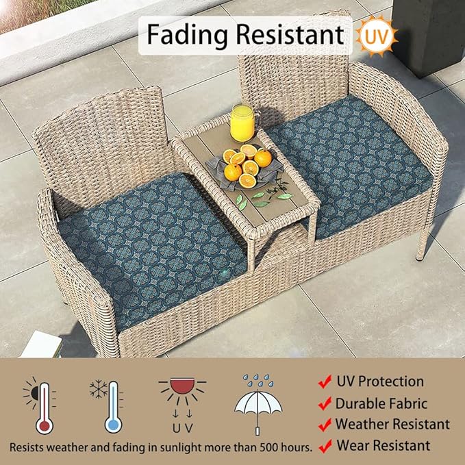 Magpie Fabrics Indoor Outdoor Cushion Cover Replacement 2 Pack, NO Insert! Water Repellent Slipcover with Ties Decor for Patio Garden Chair Seat Sofa Bench Wicker(Morgan Medal Blue, 22x20x4 Inch)