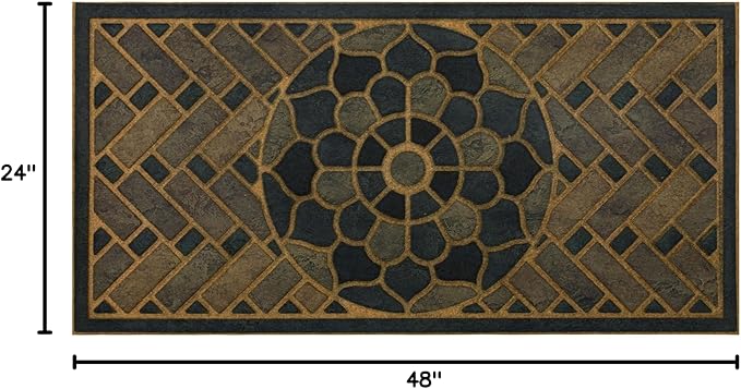 Mohawk Home Stoney Medallion Casual Ornamental Denim Blue 2' X 4' Door Mat Perfect for Porch, Garage