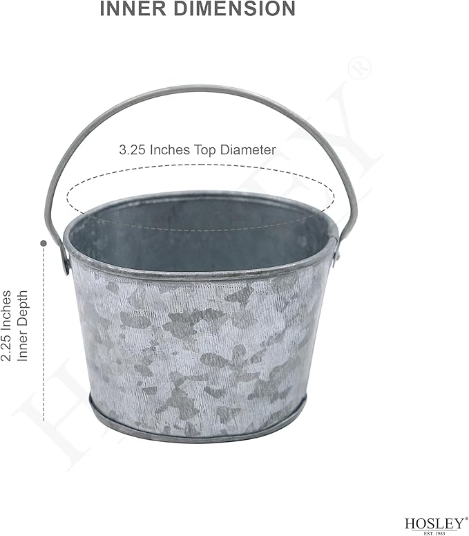 Hosley Set of 6 Mini Oval Tub Galvanized Planter 3.8 Inches Long Ideal for Floral Arrangements DIY Craft and Floral Projects Gifts Baskets Party Favors P9