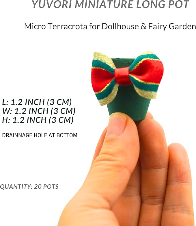 Mini Terracotta Pots – Small Clay Flower Pots for Succulents, Cactus, DIY Crafts, Fairy Garden, Miniatures, School Projects, Mini Planters - Set of 30 (Bow Accent, 1.2 Inch)