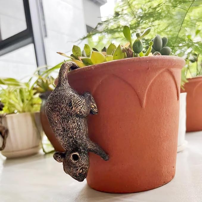 Plant Decorations for Pots, Fairy Garden Accessories, Flower Pot Decorations,Garden Sculptures & Statues, Can Also be Used As Outdoor Statues (Rat)