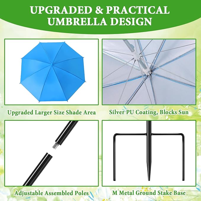3 Pack Plant Umbrellas for Outdoor Plants - Adjustable Height Garden Umbrella Shade for Potted Plants Garden Beds Flower Pot, Provide Shade to ‌Defend Plants from Blazing Sun, Upgraded Larger Size
