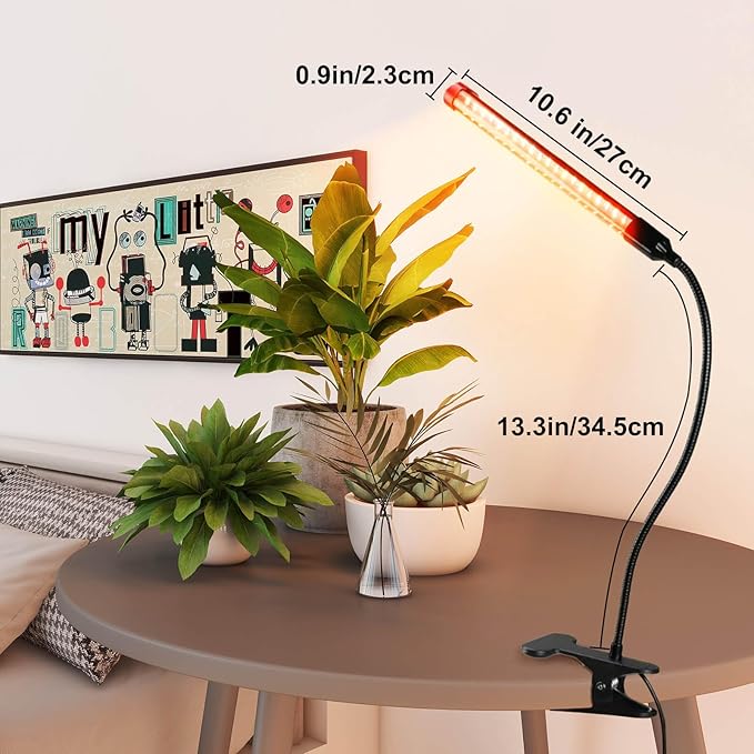 2Pack Small Clip Grow Lights for Indoor Plants, Bonsai, Mini Full Spectrum Pot Plant Grow Light, 4/8/12/16/20H Timer, 9 Watt Power Draw, NO Need Adapter