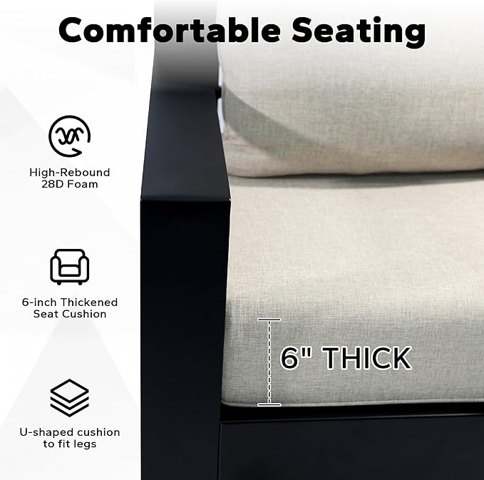 Joyside Outdoor Chair Cushions Set, 24x24 Inch Patio Furniture Cushions, 6’’ Thick, Water Resistant & Fade Resistant, Outdoor Replacement Cushions for Seat and Sofa